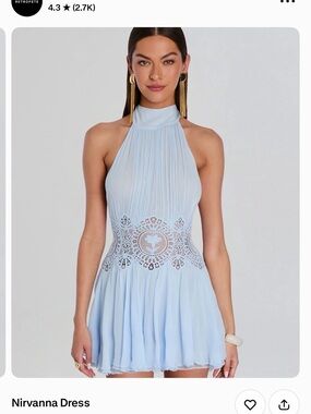 Retrofete Light Blue Halter Mini Dress